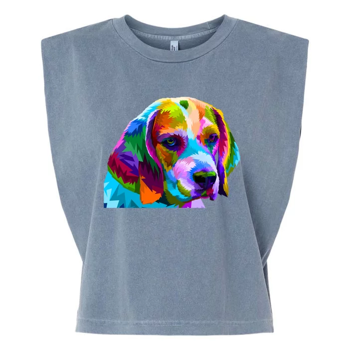 Beagle In Colorful Pop Art Design For Dog Owners Funny Gift Garment-Dyed Women's Muscle Tee