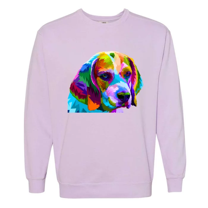 Beagle In Colorful Pop Art Design For Dog Owners Funny Gift Garment-Dyed Sweatshirt