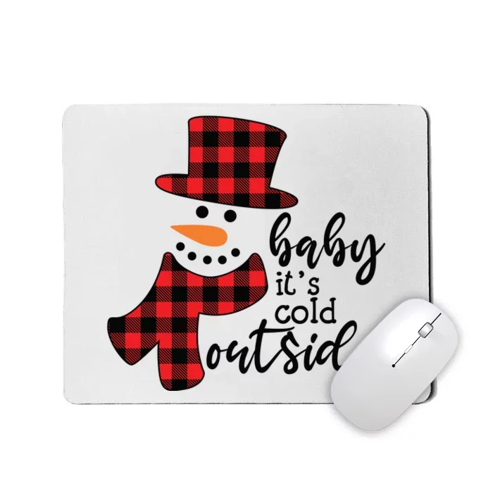 Baby It's Cold Outside Snowman Buffalo Plaid Pajama Xmas Gift Mousepad