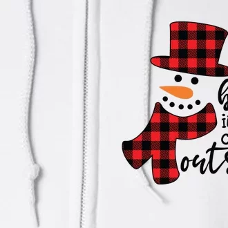 Baby It's Cold Outside Snowman Buffalo Plaid Pajama Xmas Gift Full Zip Hoodie