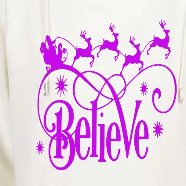 Believe In Christmas Gift Womens Funnel Neck Pullover Hood