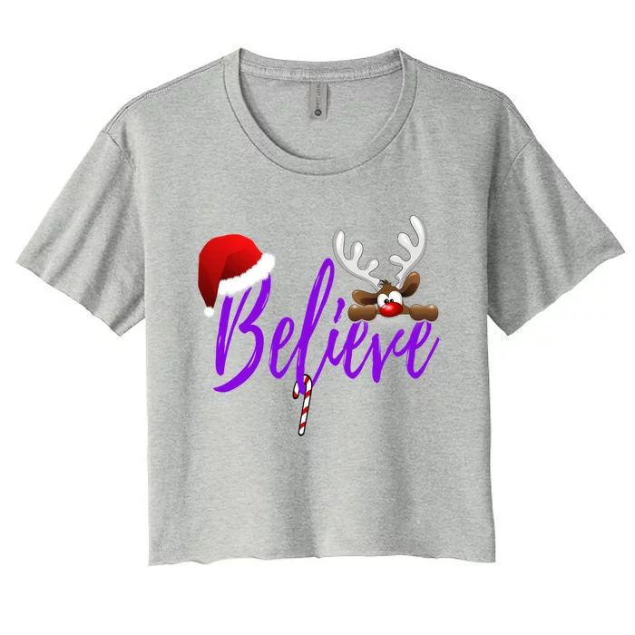 Believe In Christmas Gift Women's Crop Top Tee