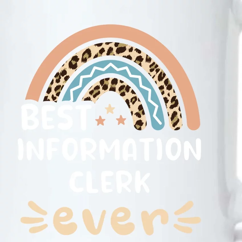 Best Information Clerk Ever Leopard Rainbow Mom Gift Black Color Changing Mug