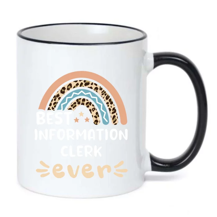 Best Information Clerk Ever Leopard Rainbow Mom Gift Black Color Changing Mug