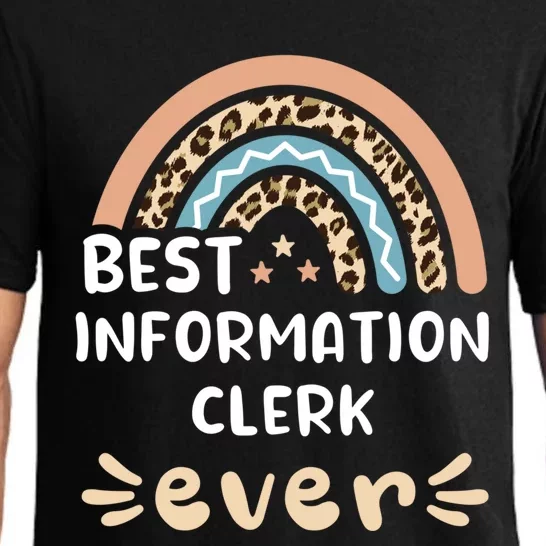 Best Information Clerk Ever Leopard Rainbow Mom Gift Pajama Set