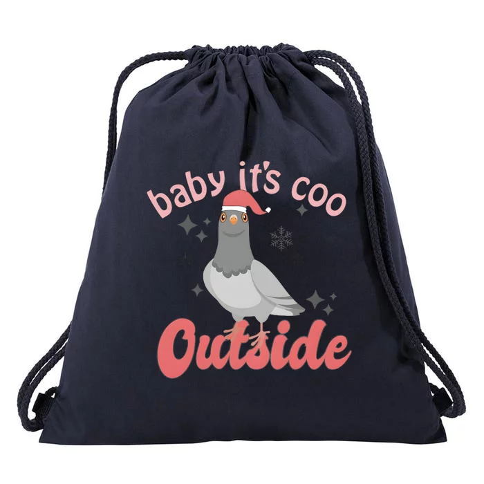 Baby ItS Coo Outside Funny Bird Nerd Christmas Drawstring Bag