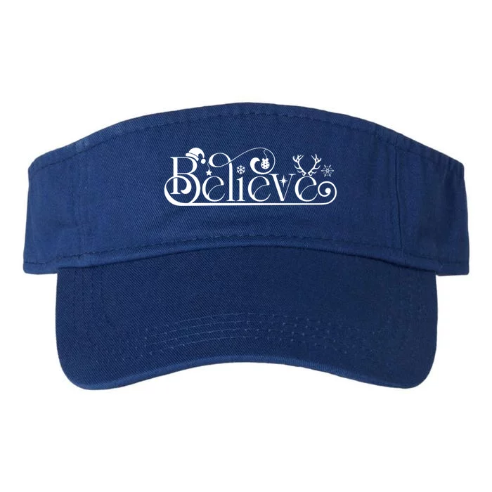 Believe In Christmas Spirit Cute Gift Valucap Bio-Washed Visor