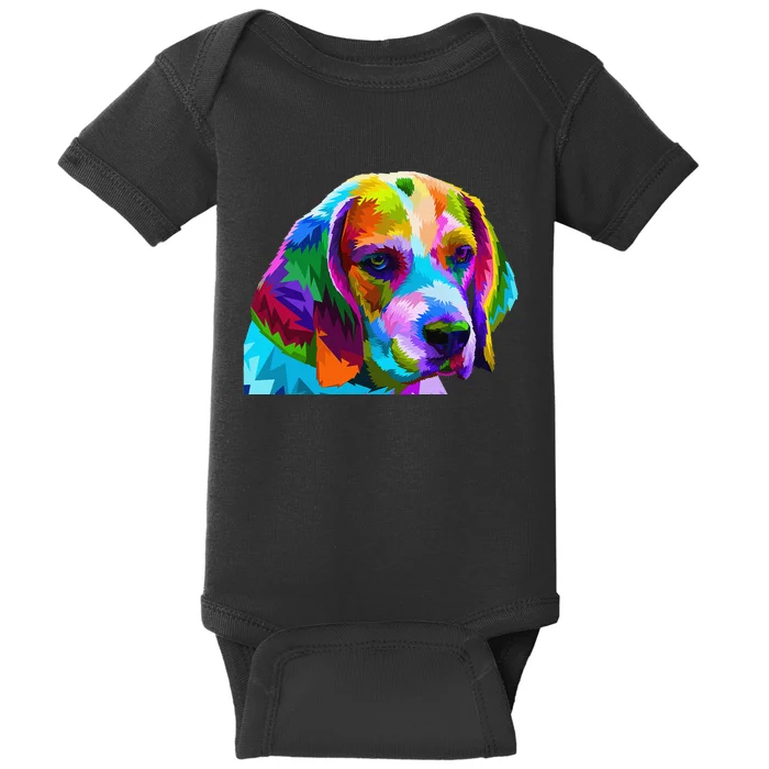 Beagle in Colorful Pop Art Design for Dog Owners Baby Bodysuit