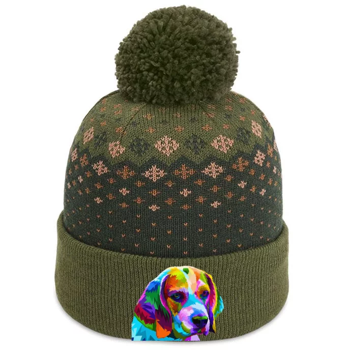 Beagle in Colorful Pop Art Design for Dog Owners The Baniff Cuffed Pom Beanie