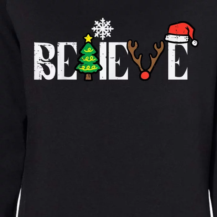 Believe In Christmas Cute Womens California Wash Sweatshirt