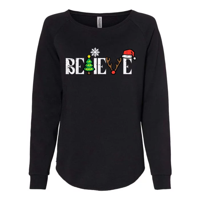 Believe In Christmas Cute Womens California Wash Sweatshirt