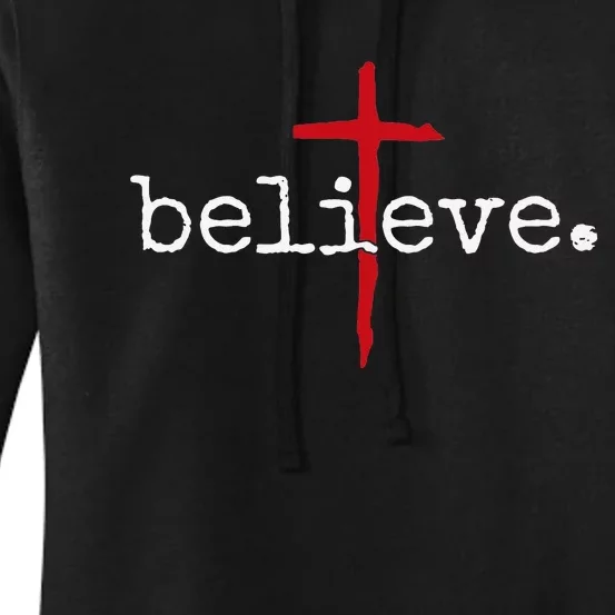 believe in cross christian saying Women's Pullover Hoodie