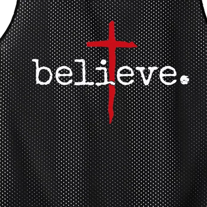 believe in cross christian saying Mesh Reversible Basketball Jersey Tank