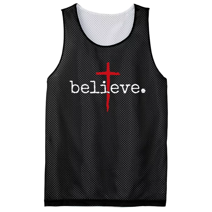 believe in cross christian saying Mesh Reversible Basketball Jersey Tank