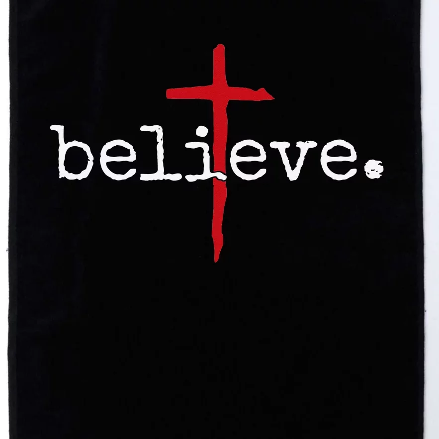 believe in cross christian saying Platinum Collection Golf Towel