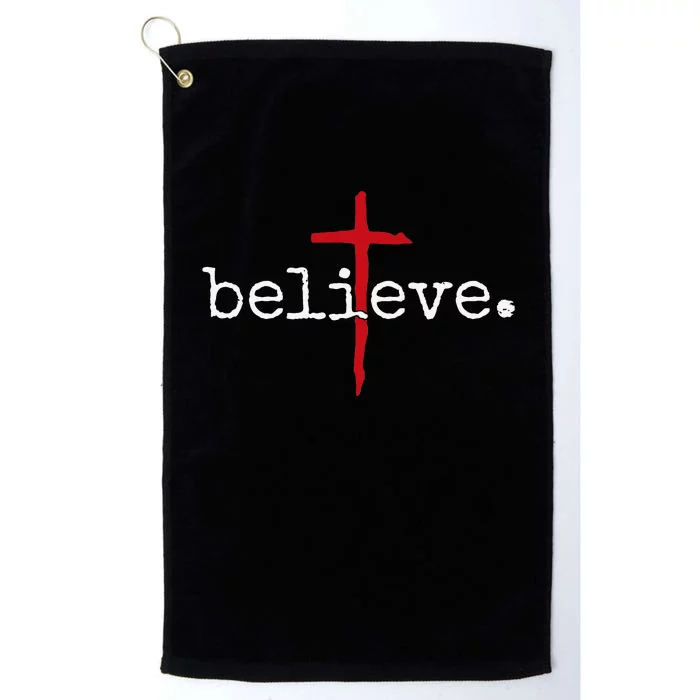 believe in cross christian saying Platinum Collection Golf Towel