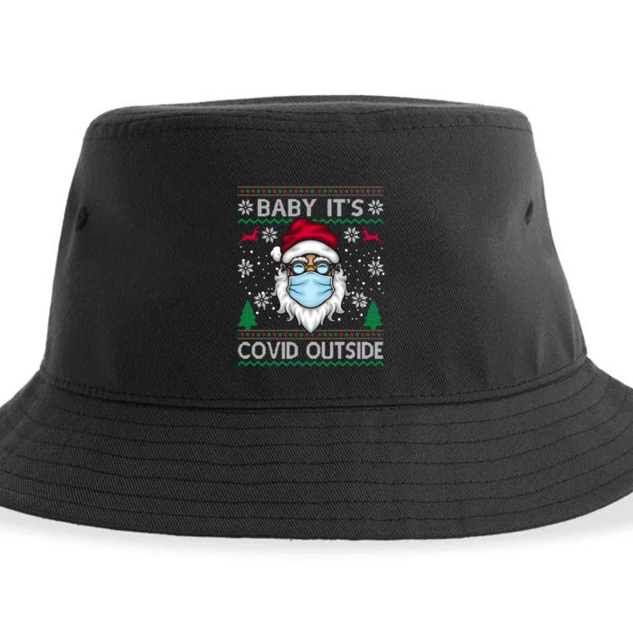 Baby It's Covid Outside Funny Ugly Christmas Sustainable Bucket Hat