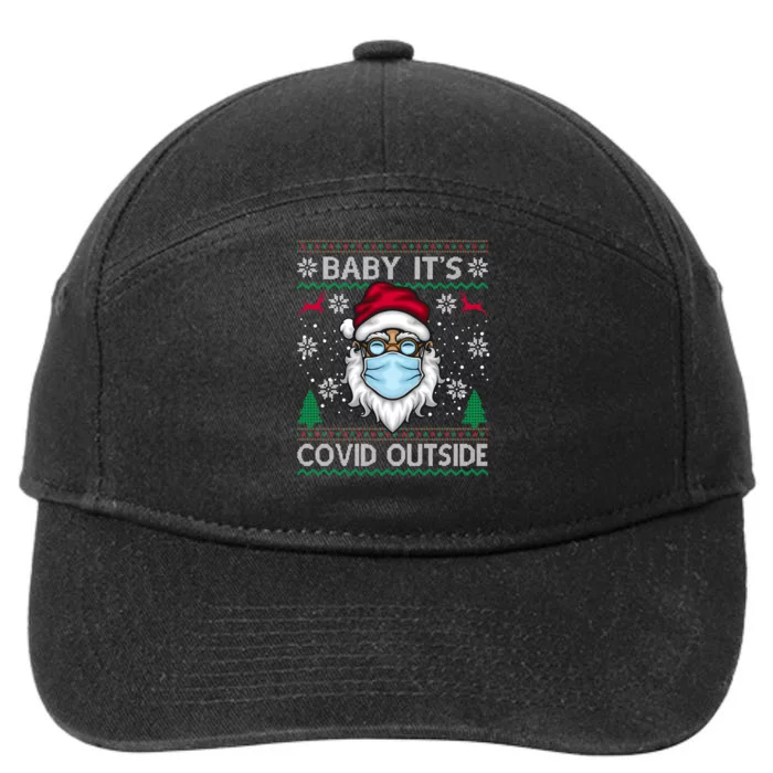 Baby It's Covid Outside Funny Ugly Christmas 7-Panel Snapback Hat