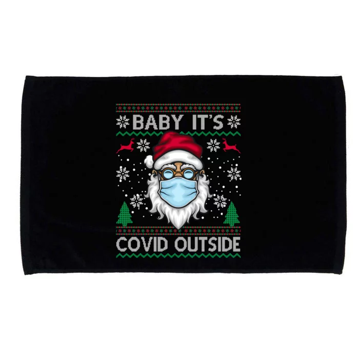 Baby It's Covid Outside Funny Ugly Christmas Microfiber Hand Towel