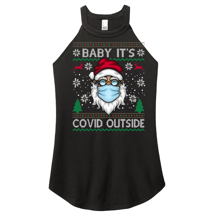 Baby It's Covid Outside Funny Ugly Christmas Women’s Perfect Tri Rocker Tank