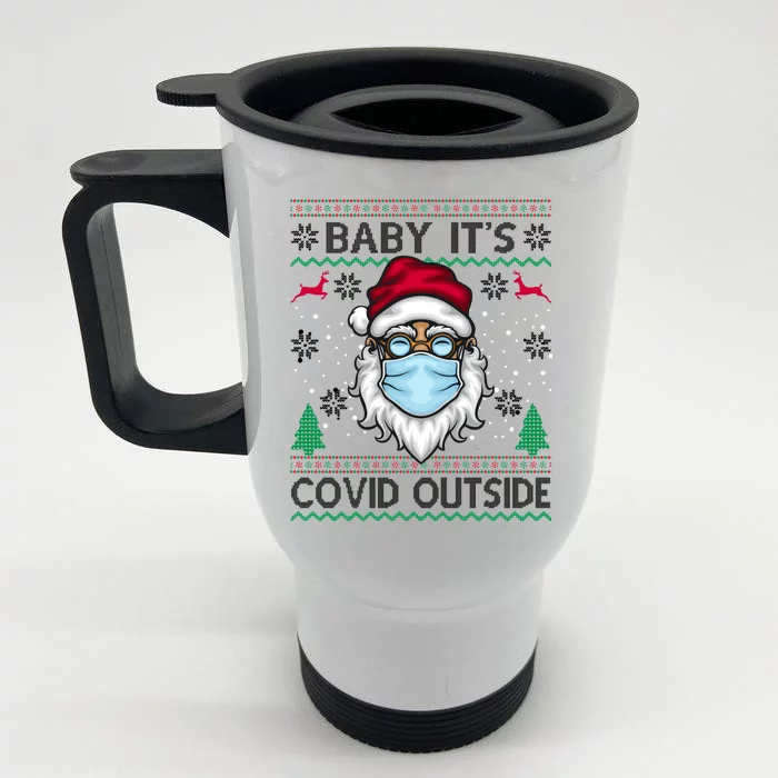 Baby It's Covid Outside Funny Ugly Christmas Front & Back Stainless Steel Travel Mug