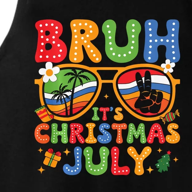 Bruh ItS Christmas In July Sunglasses Summer Beach Xmas Ladies Tri-Blend Wicking Tank