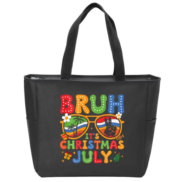 Bruh ItS Christmas In July Sunglasses Summer Beach Xmas Zip Tote Bag