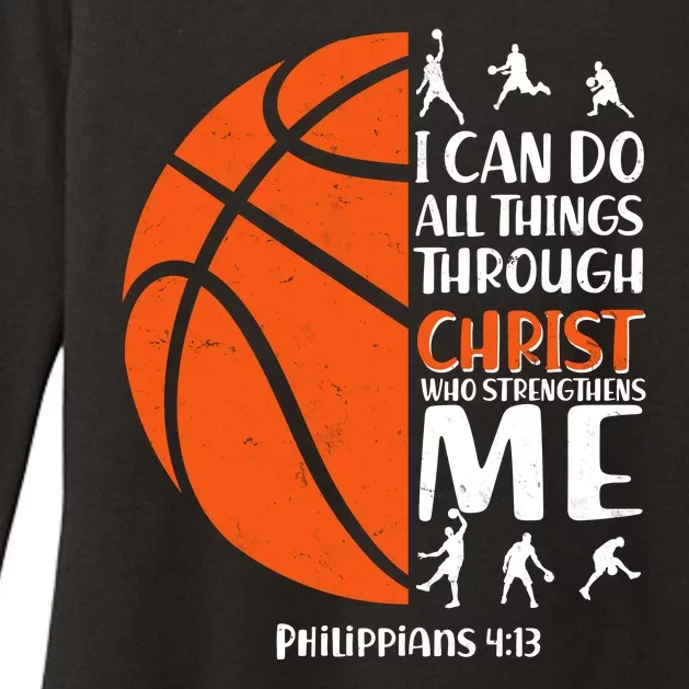 Basketball I Can Do All Things Through Christ Who Strengthens Me Philippian 4:13 Womens CVC Long Sleeve Shirt