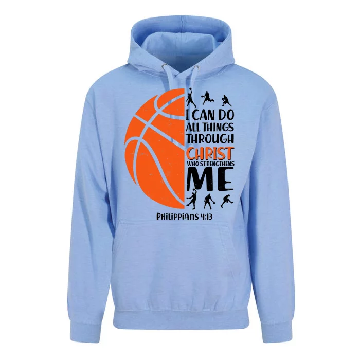 Basketball I Can Do All Things Through Christ Who Strengthens Me Philippian 4:13 Unisex Surf Hoodie