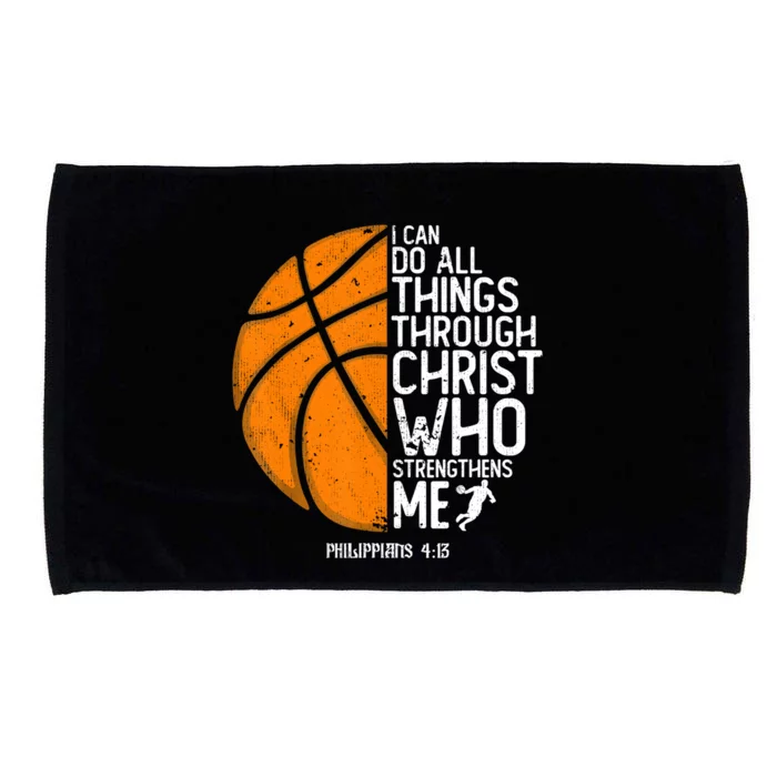 Basketball I Can Do All Things Through Christ Who Strengthens Me Philippian 4:13 Microfiber Hand Towel