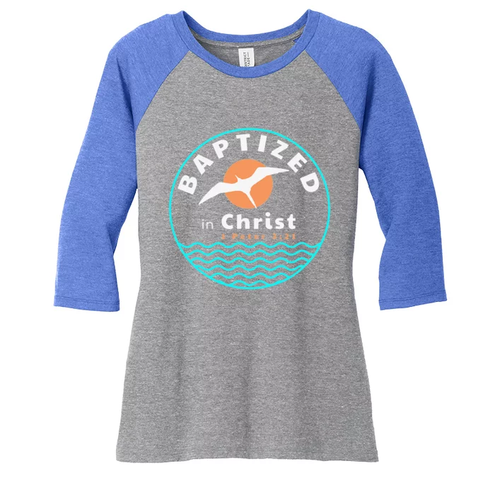 Baptized In Christ Christian Adult Baptism Women's Tri-Blend 3/4-Sleeve Raglan Shirt