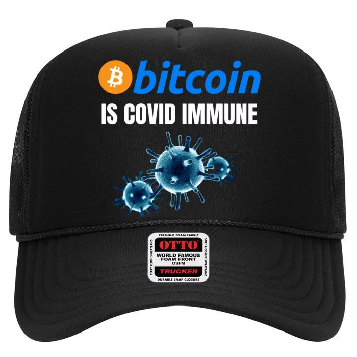 Bitcoin Is COVID Immune, Unstoppable, Plan B, Crypto Currency, Blockchain High Crown Mesh Trucker Hat