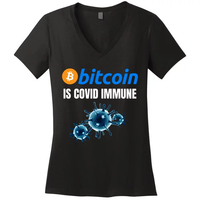 Bitcoin Is COVID Immune, Unstoppable, Plan B, Crypto Currency, Blockchain Women's V-Neck T-Shirt