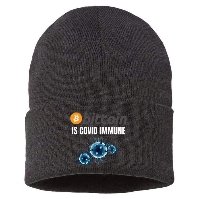 Bitcoin Is COVID Immune, Unstoppable, Plan B, Cryptocurrency, Blockchain, Crypto Sustainable Knit Beanie