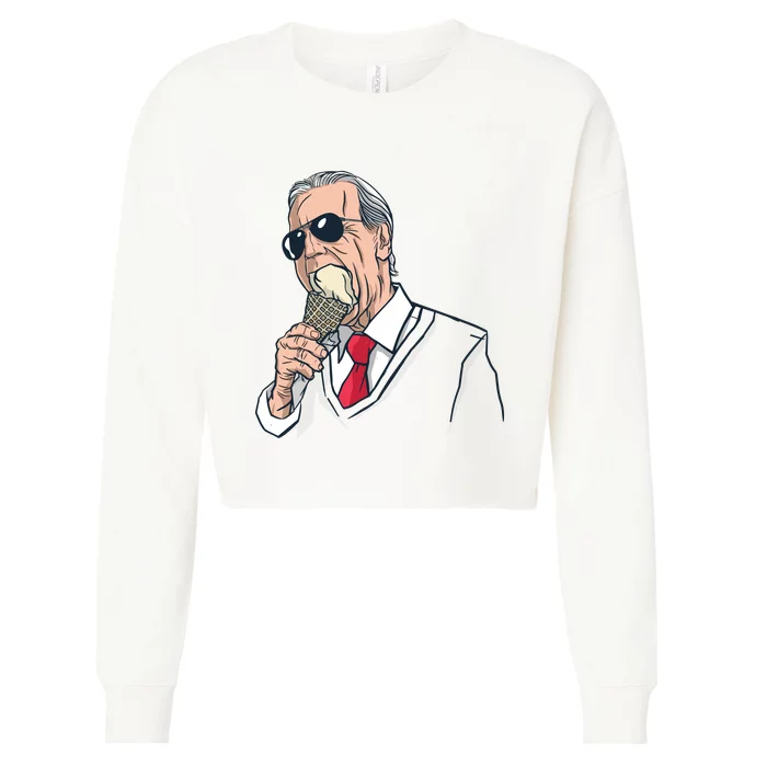 Biden Ice Cream Cropped Pullover Crew