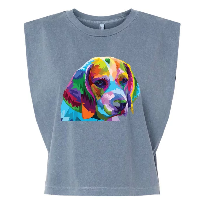 Beagle In Colorful Pop Art Design For Dog Owners Garment-Dyed Women's Muscle Tee