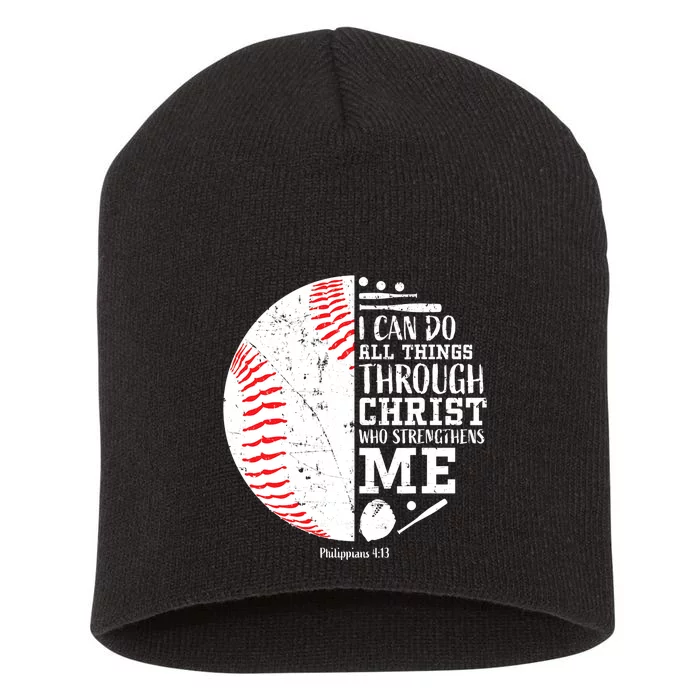 Baseball I Can Do All Thing Through Christ Who Strengthens Me Short Acrylic Beanie