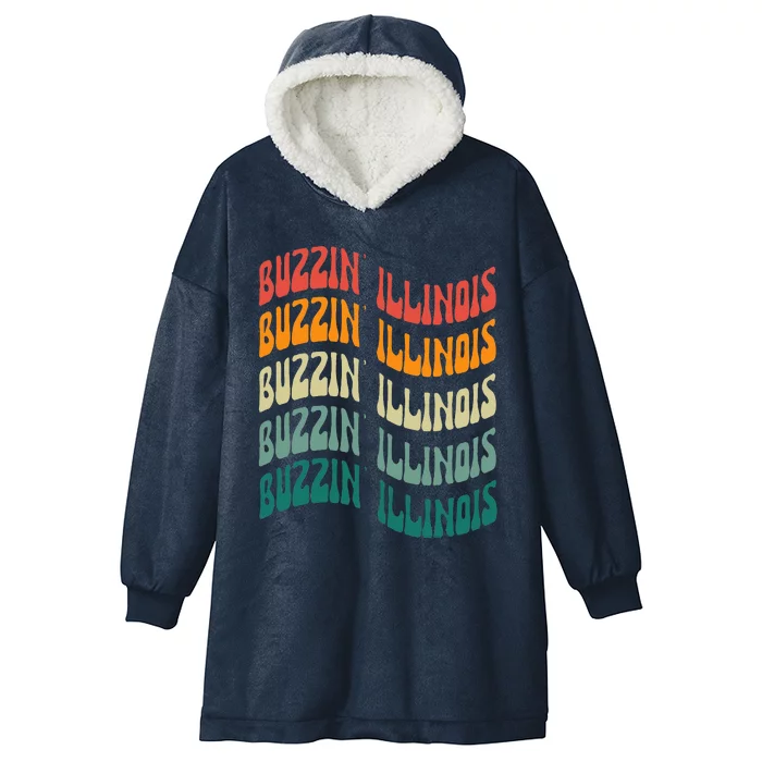 Buzzin Illinois Cicada Lover Vintage Broods Xix Xiii Hooded Wearable Blanket