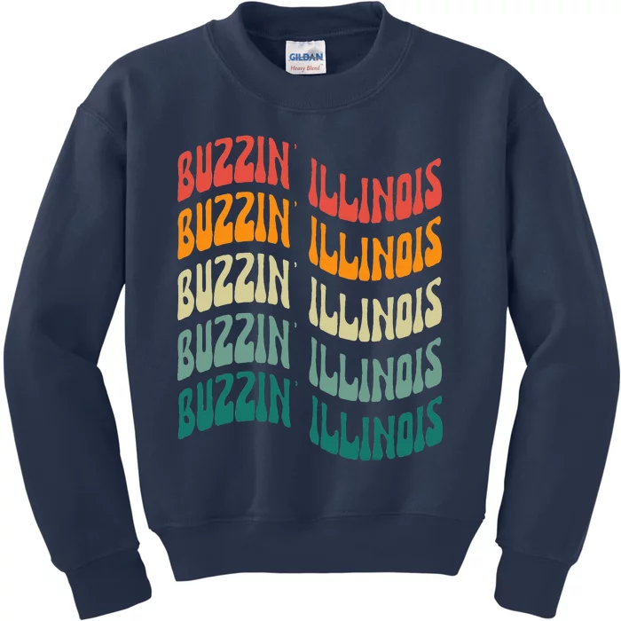 Buzzin Illinois Cicada Lover Vintage Broods Xix Xiii Kids Sweatshirt