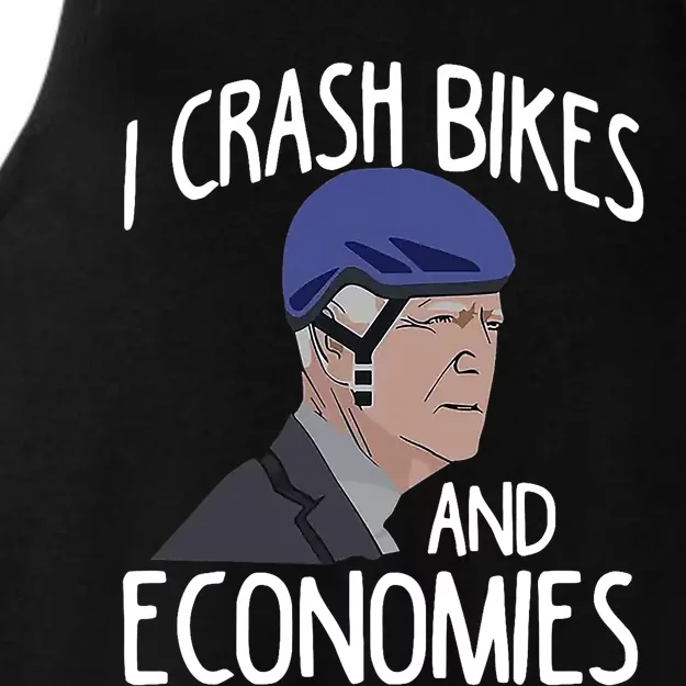 Biden I Crash Bikes And Economies Ladies Tri-Blend Wicking Tank