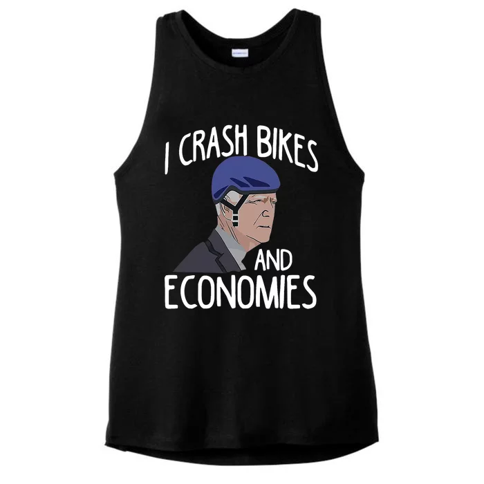 Biden I Crash Bikes And Economies Ladies Tri-Blend Wicking Tank