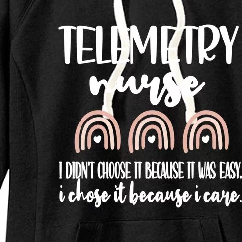 Because I Care Telemetry Nurse Rainbow Rn Telemetry Unit Gift Women's Fleece Hoodie