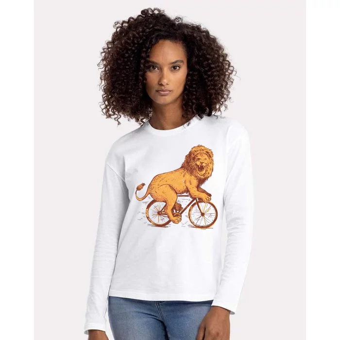 Bicycle Lion Womens Cotton Relaxed Long Sleeve T-Shirt