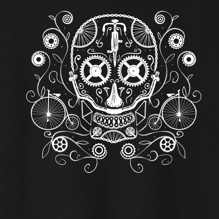 Bicycle Skull Women's Crop Top Tee