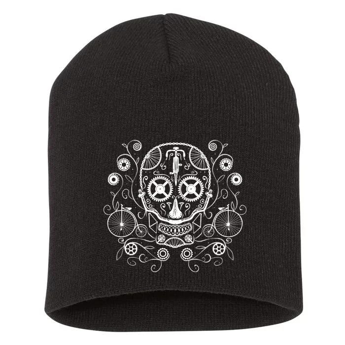 Bicycle Skull Short Acrylic Beanie