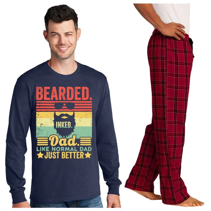 Bearded Inked Dad Like A Normal Dad Just Better Vintage Long Sleeve Pajama Set