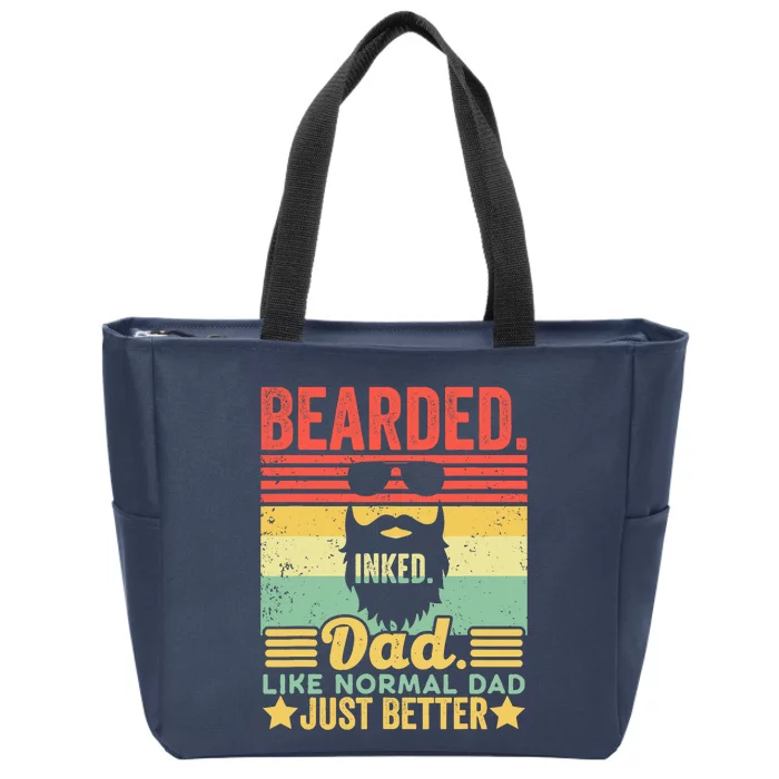 Bearded Inked Dad Like A Normal Dad Just Better Vintage Zip Tote Bag