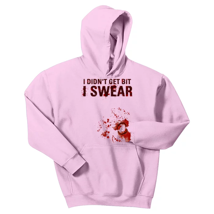 Bloody I DidnT Get Bit Funny Zombie Bite Halloween Kids Hoodie