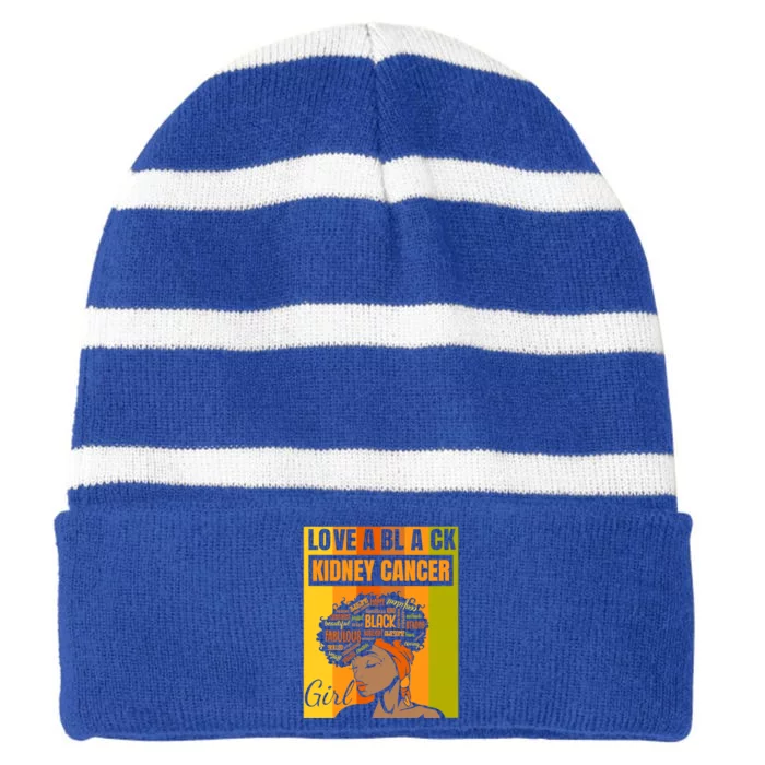 Black Independence Day Love A Black Ney Cancer Meaningful Gift Striped Beanie with Solid Band