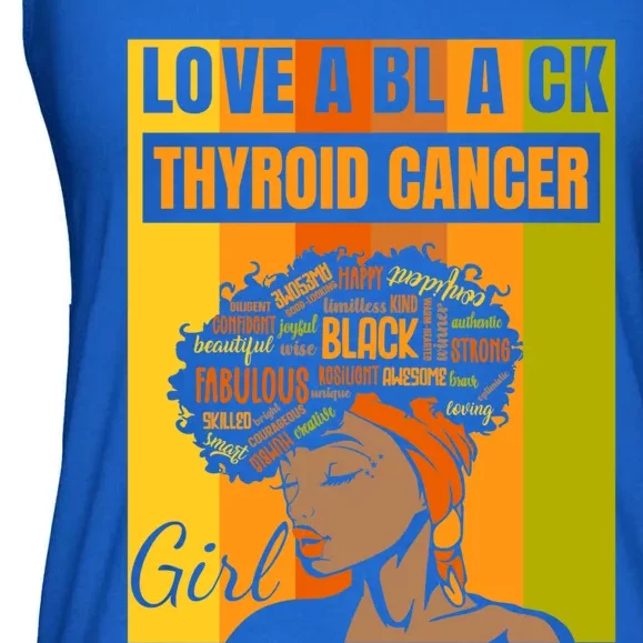 Black Independence Day Love A Black Thyroid Cancer Gift Ladies Essential Flowy Tank